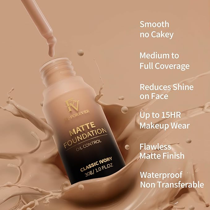 FV Full Coverage Liquid Foundation Makeup, Long Lasting