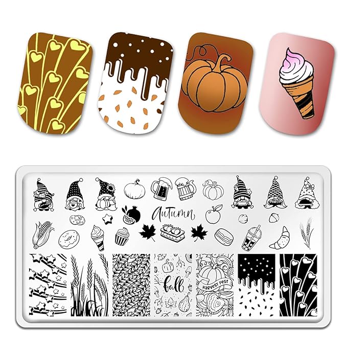 Fall nail stamping plate thanksgiving
