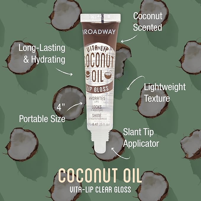 Ruby Kisses Broadway Vita-Lip Clear Lip Gloss (4 Pack Mint, Rosehip, Coconut Oil, Lip Oil Treatment), Ultra-Hydrating & Soothing Formula with Multi-Vitamins, High-Shine Non-Sticky Finish Lip Balm