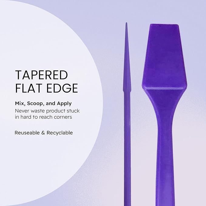 PANA 100pcs Brand Cosmetic Make Up Disposable Plastic 2.5" Spatulas Skin Care Facial Cream Mask Spatula (100 Pieces in a Container) (PURPLE)