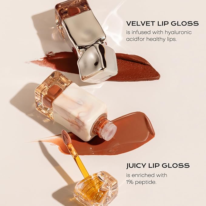 Mistine Makeup Lip Gloss Lip Plumber Non-sticky Tinted Lip Gloss Infused with 1% Peptide Moisturizing Shiny Finish Lip Tint Hydrating Lifter Gloss Lightweight Feeling Lip Oil J06 Amber Brown 0.1 fl oz