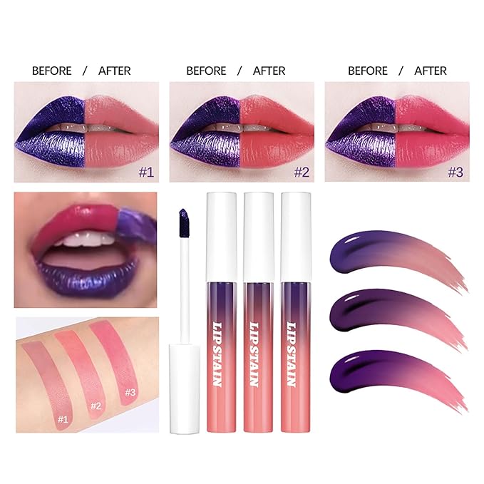 Peel Off Lip Liner Stain Set - 3 Colors Long-Lasting Peel Off Matte Lip Gloss,Matte Liquid Lipstick Nude Lip Gloss Waterproof Lip Stain Non-stick Cup Peel Off Lipstick Lip Makeup for Women