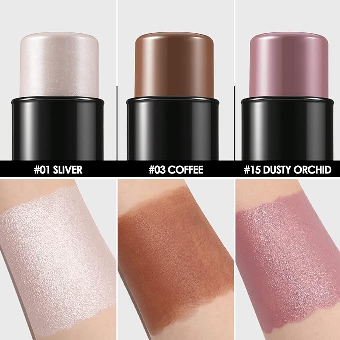 FOCALLURE 3 Pcs Cream Contour Sticks,Shades with Highlighter Finishing Makeup,UNIVERSAl