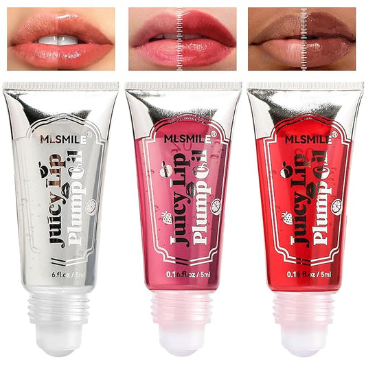 3Pcs Lip Plumper Gloss Set, Roll Plumping