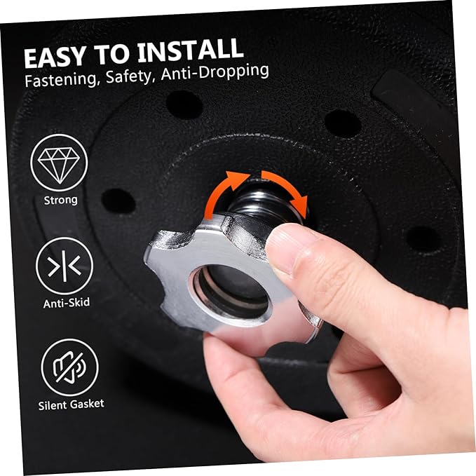 Garneck 2pcs Standard Barbell Spin-Lock Collars Screw Clamps 1 inch(Silver)