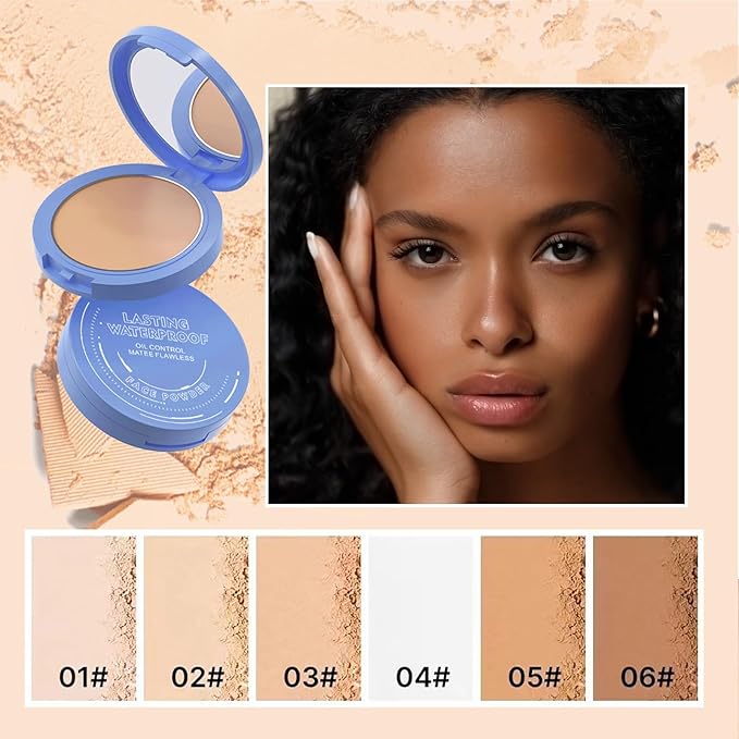 Oil Control Face Pressed Powder,Matte Smooth Flawless Setting 0.35Oz