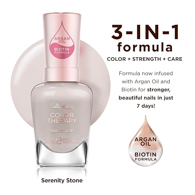 Sally Hansen Color Therapy™, Serenity Stone, Argan Oil, Long Lasting, Healthy Nails, Nude Nail Polish