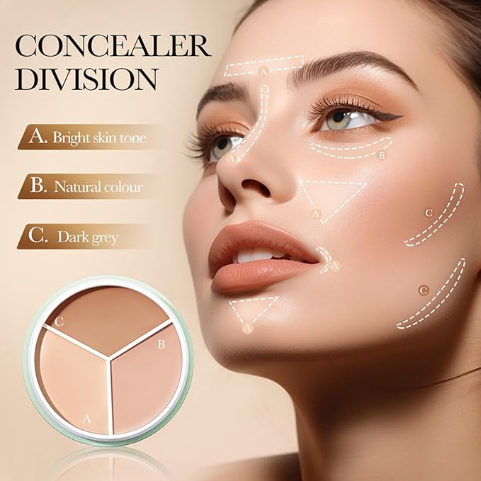 Full Coverage Concealer Palette Tri-Color Correcting Cream Foundation