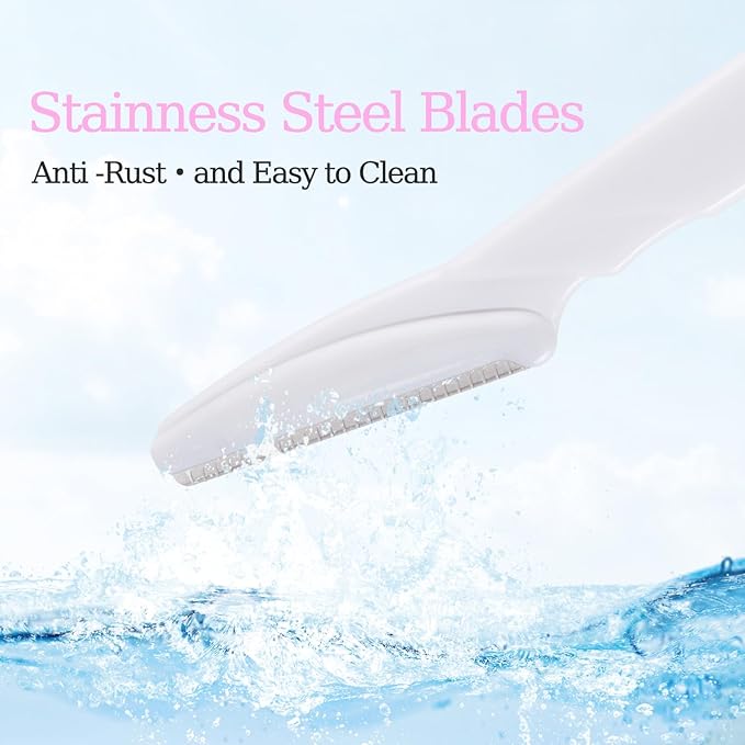 40pcs Eyebrow Razor for Women, Face Shaver Kit Dermaplaning Tool for Peach Fuzz Removal, Stainless Steel Blades with Protective Covers | Eyebrow Trimmer, Facial Hair Removal(Black White Brown)