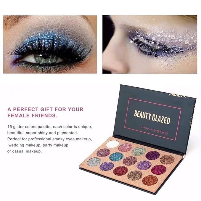 15 Colors Eyeshadow, Glitters Shimmer Pigment Pressed Makeup