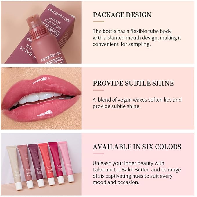 6 Color Hydrating Lip Butter Balm, Glossy