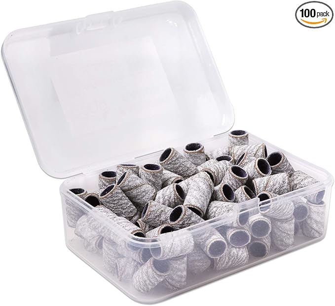 PANA 100 Pieces Nail Sanding Bands Professional Nail Manicure Great Fit for Nail Drill Bits for Acrylic Nails (120 Grit, Zebra)