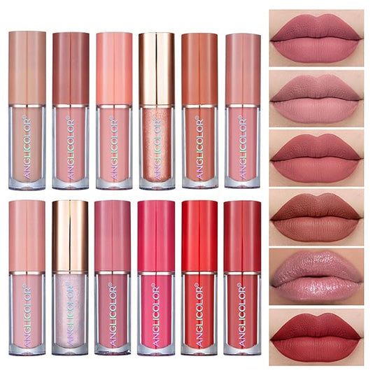 Matte Liquid Lipstick Set,Waterproof Long Lasting Non-Stick Lipstick for Women (12pcs)