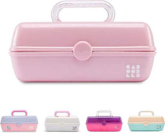 Caboodles Pretty in Petite Makeup Box, Hard Plastic Organizer Box, 2 Swivel Trays, Fashion Mirror, Secure Latch for Safe Travel