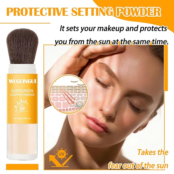 Mineral Sunscreen Setting Powder SPF 50++,Oil Control Long Sunscreen Powder