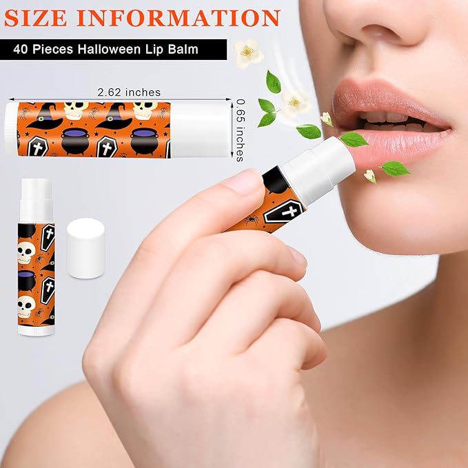 40 Pcs Halloween Lip Balm Ghost Styles
