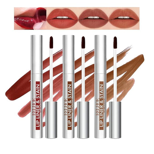 3 Colors Peel off Lip Liner Tattoo, Peel Off Lip Stain Tattoo with Matte Finish, Infused with Vitamin E, Tattoo Lipstick Long Lasting Plump Lip Makeup Gift for Women