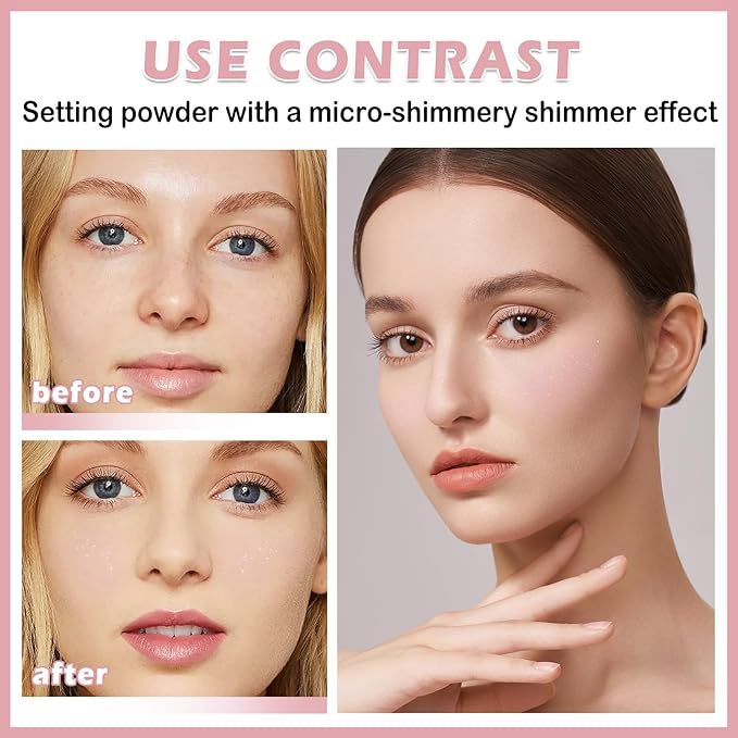 Pink Translucent Setting Powder Shimmer Glitter Loose Setting Skin Tones