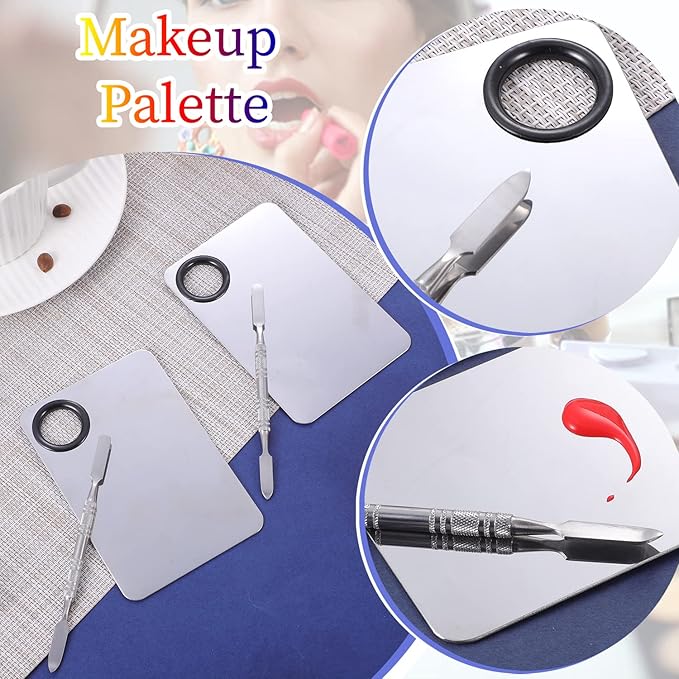4 in 2 Set Makeup Mixing Palette, Stainless Mixing