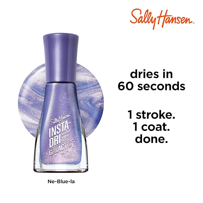 Sally Hansen Insta-Dri® Galactic, Ne-Blue-la, Quick Dry, Long Lasting, Streak-Free Shine, Metallic Blue Nail Polish