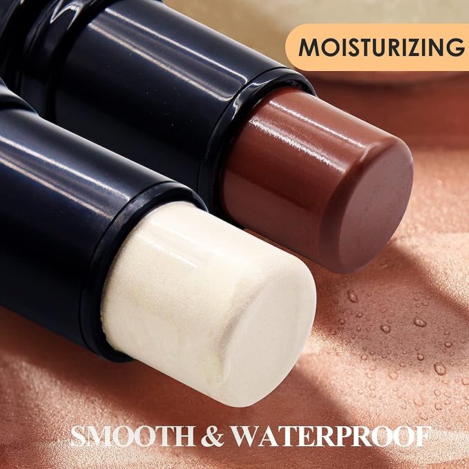 POPMISOLER 2 pcs Makeup Highlighter Stick & Cream Foundation Stick