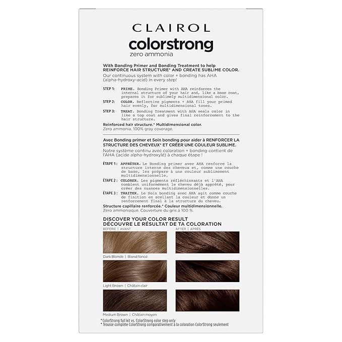 Clairol ColorStrong Permanent Zero Ammonia Hair Dye, 6.0 Light Brown - Roma Hair Color, Pack of 1