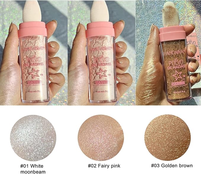 3 Color Polvo De Hadas, Body Glitter Highlighter