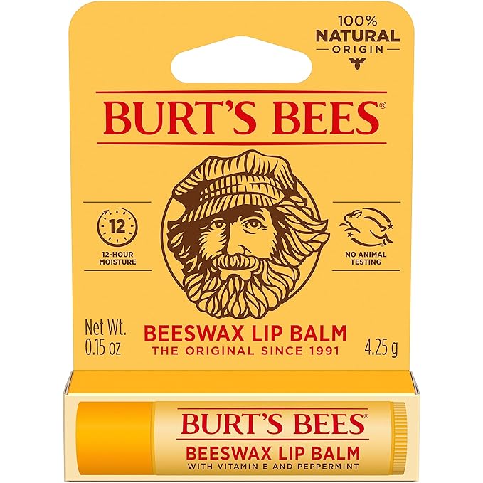 Burt's Bees Beeswax Lip Balm, Lip Moisturizer With Responsibly Sourced Beeswax, Tint-Free, Natural Conditioning Lip Treatment, 1 Tube, 0.15 oz.