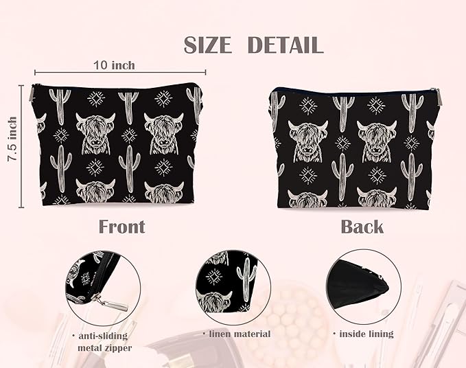 Western black makeup bag,western gifts