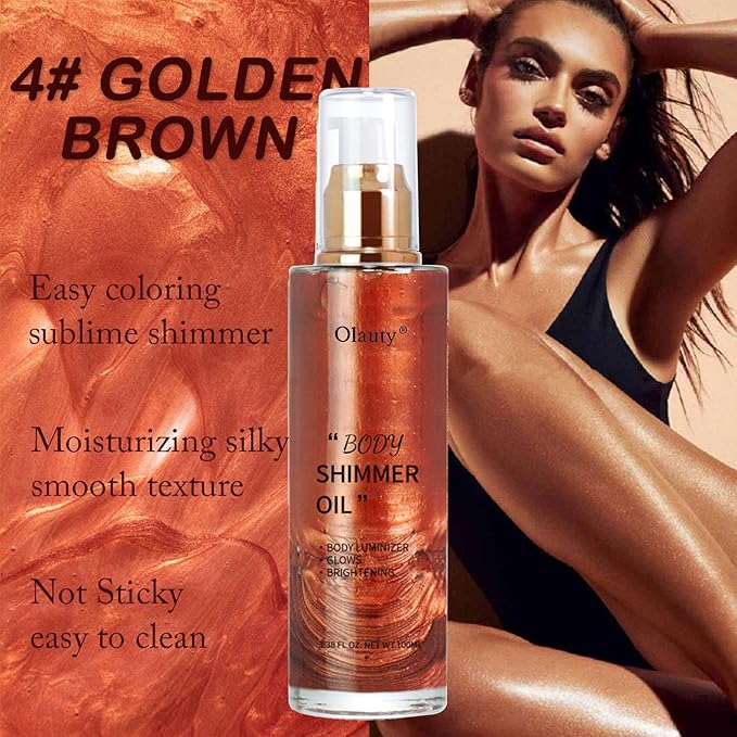 Shimmer Body Oil-Golden Brown Face Brighten Pearl Highlighter