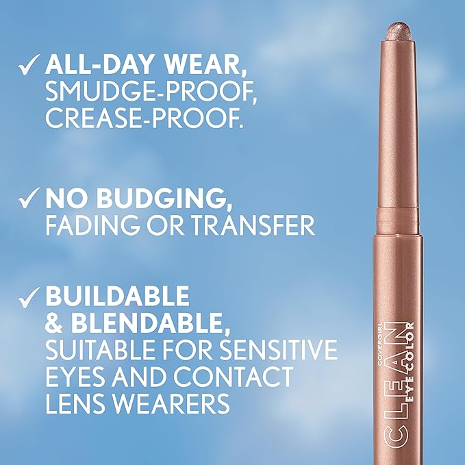 Covergirl Clean Eye Color, Bronze Glow, Eyeshadow Sticks, Ultra Creamy Formula, Lightweight, Buildable Formula, Lasts All Day, Smudge-Proof, 0.05oz
