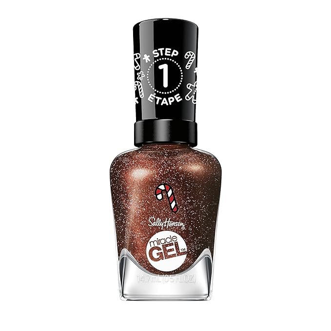 Sally Hansen Miracle Gel™, Holiday Dreams Crumb True, Long Lasting, Gel-Like Formula, No UV Lamp Needed, Brown Glitter Nail Polish