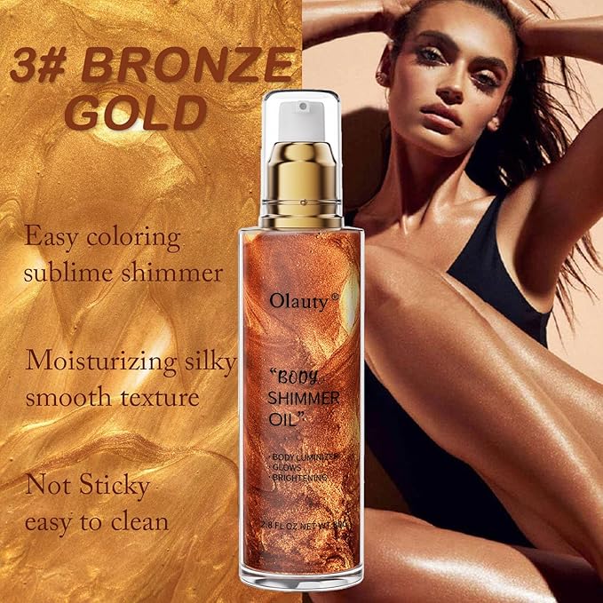 Shimmer Body Oil, Highlighter Makeup Smooth Glitter Glow