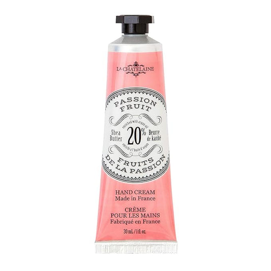 La Chatelaine 20% Shea Butter Hand Cream Travel Size, Organic Argan Oil, Moisturizing, Nourishing, Repairing, Extra-Rich Hand Lotion, Made in France, Paraben Free, 1 oz / 30ml (Passion Fruit)