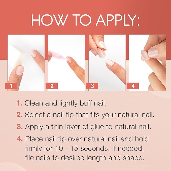 Ardell Nail Addict Naked Pristine, Press On Nails, Short Round Shape, Nail Kit, 1-Pack