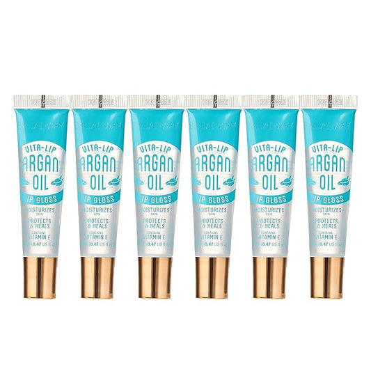 Ruby Kisses Broadway Vita-Lip Clear Lip Gloss (Argan Oil 6 Pack), Ultra-Hydrating & Soothing Formula with Multi-Vitamin Oils, High-Shine Non-Sticky Finish, Protecting Glossy Lip Balm With Vitamin E
