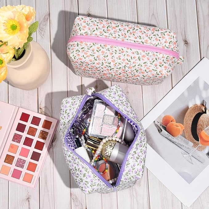 Soidram floral makeup bag quilted