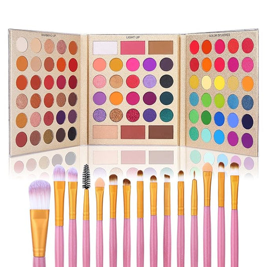 UCANBE Professional 86 Colors Eyeshadow Palette with 15pcs