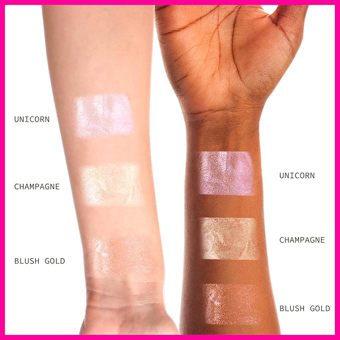 Ruby Kisses Radiant Drops, Shimmer Liquid Highlighter Makeup, (BLUSH GOLD)