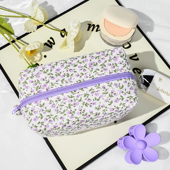 Soidram quilted makeup bag floral
