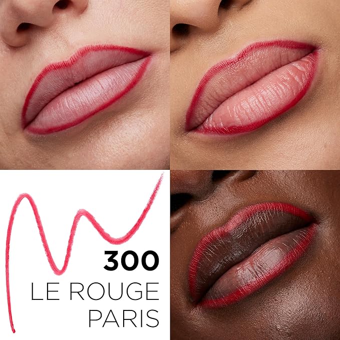 L'Oreal Paris Colour Riche Lip Liner Pencil, Creamy Lip Liner with Omega 3 and Vitamin E, 300 Le Rouge Paris (True Red)