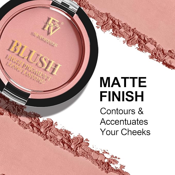 FV Long Lasting Powder Blush - Lightweight Smooth & Blendable Cheek Makeup, High Buildable Color, Transfer-Resistant Matte Finish (Pink Matte, 0.17 OZ)