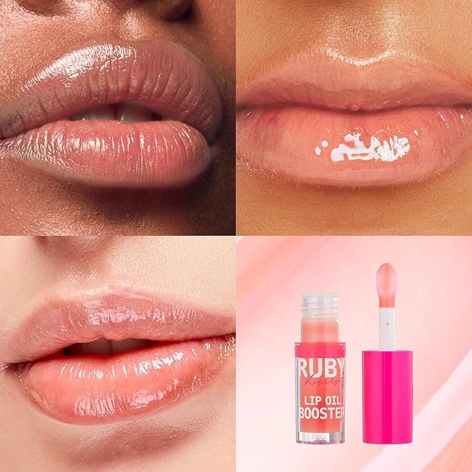 Ruby Kisses Lip Oil Booster, Hydrating Lip Gloss with Nourishing Natural Oil Blend, Jumbo Wand for Easy Application, Non-Sticky Formula