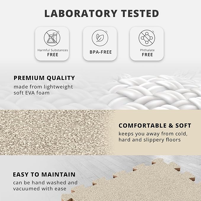 Gym Flooring Set - Interlocking EVA Soft Foam 18 Pieces