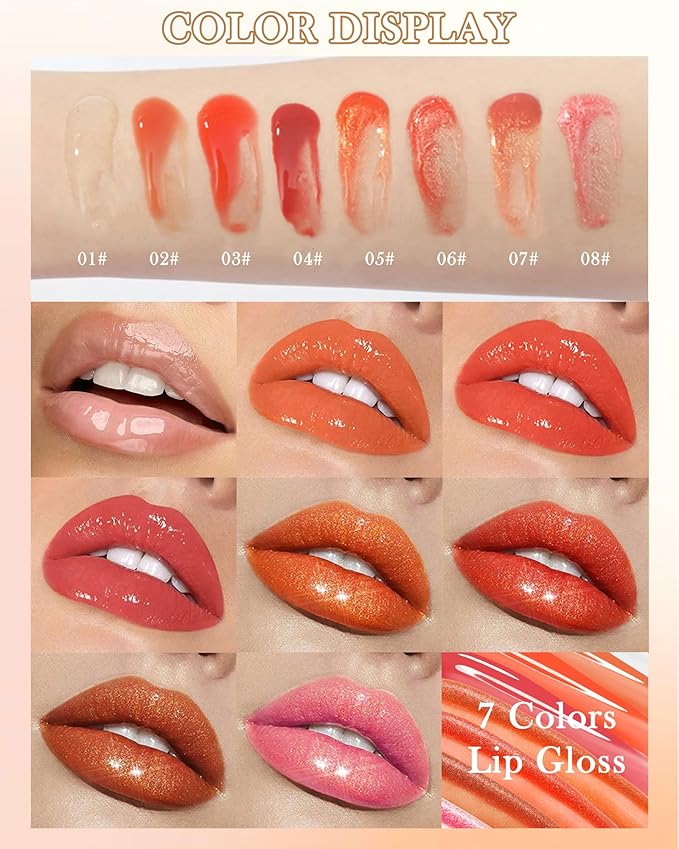 Hydrating Lip Glow Oil-3Pcs Tinted Plumping Lip Oil Lip Plumper, Moisturizing Smooth Lipgloss for Lip Care, Glossy Finish Clear Tint Shiny and Vegan Juicy Lip Gloss,Nourishing Non-Sticky Formula-Set A