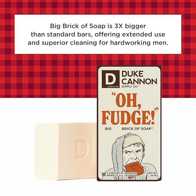 Duke Cannon Holiday Limited-Edition OH Fudge Big Brick of Soap - 10oz Bar, Triple Milled, Perfect for Men, Supports U.S. Veterans, 3 Pack