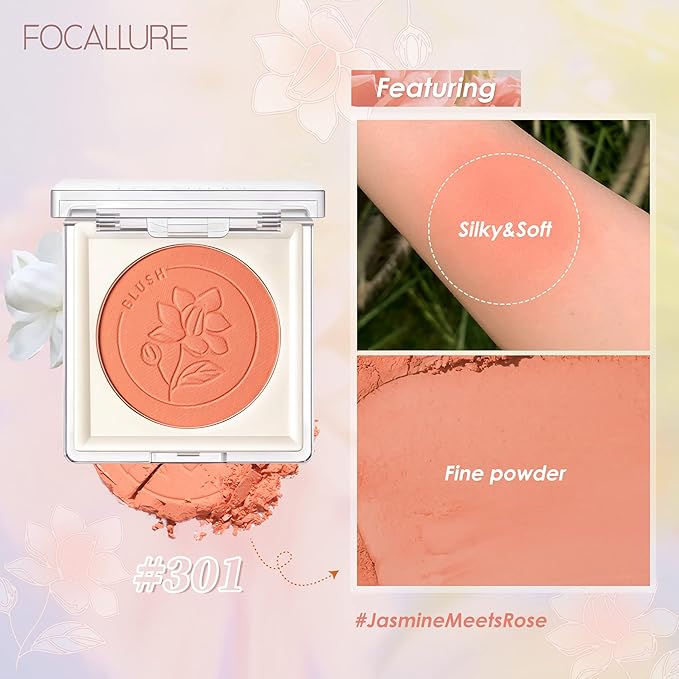 FOCALLURE Powder Palette Blush, Matte Mineral Blush Powder, Blendable, #101