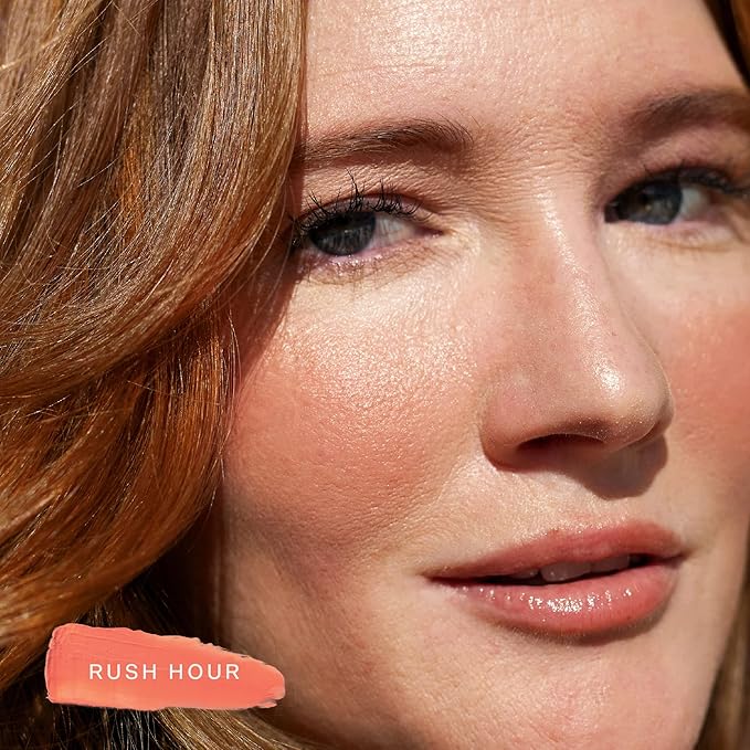 Tower 28 Beauty BeachPlease Cream Blush for Cheeks and Lips - Multi-Purpose Lip and Cheek Tint in Sun-Kissed Peach Blush - for Sensitive Skin – Color RUSH HOUR, Luminous Finish