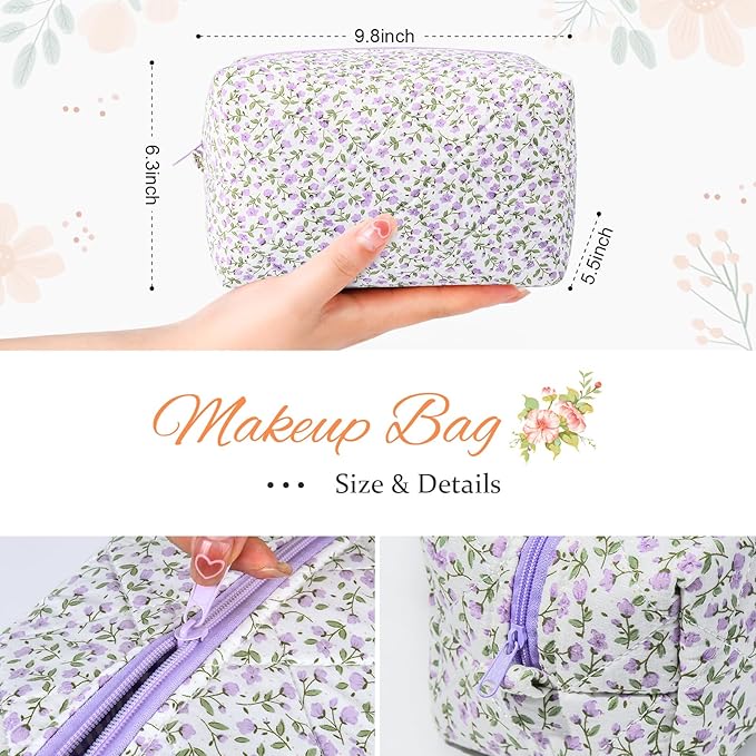 Soidram floral makeup bag quilted