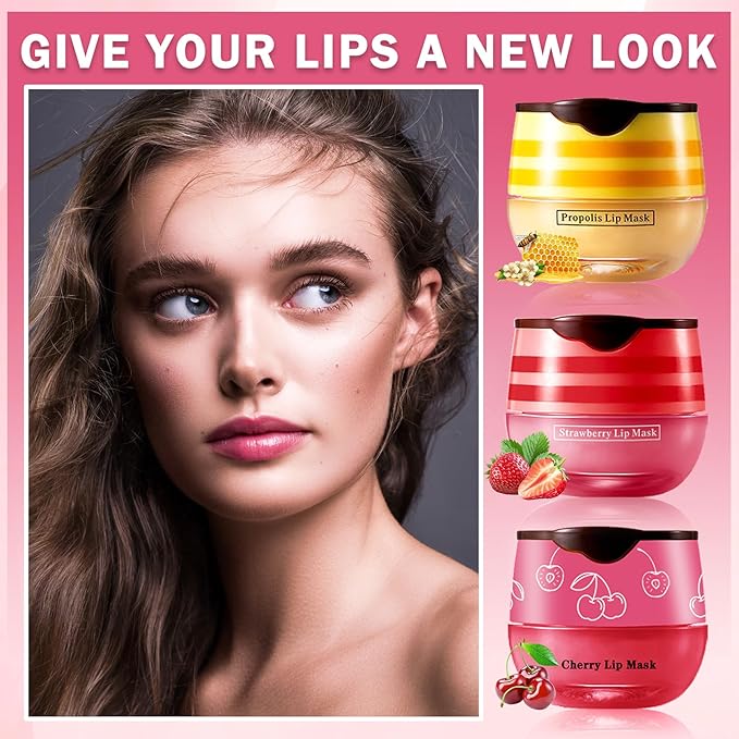 CAHIUYOA 3PCS Bee Lip Balm Honey Sleeping